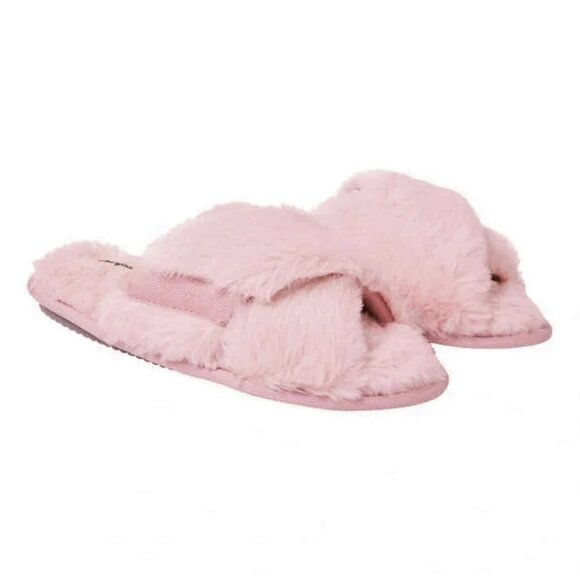 NWT Dearfoams Women’s Memory Foam Insole Plush Pile Upper Crossband Slipper - Picture 1 of 4